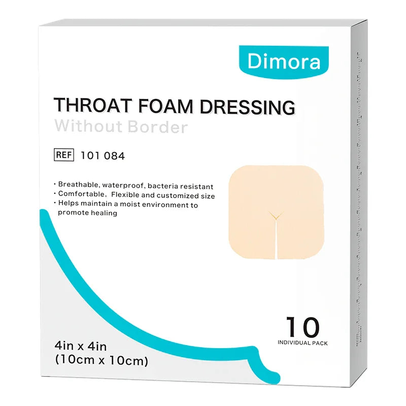 Throat foam dressing box, waterproof, bacteria resistant, 4x4 inch, 10 pack