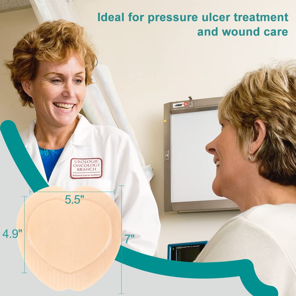 Dimora Sacrum Foam Wound Dressing, 7"x7" Silicone Adhesive Border, Waterproof Sacral Pads, Absorbent & Breathable for Bed Sores & Pressure Ulcers, Pressure Relief Dressing for Wound Care, 3-Pack