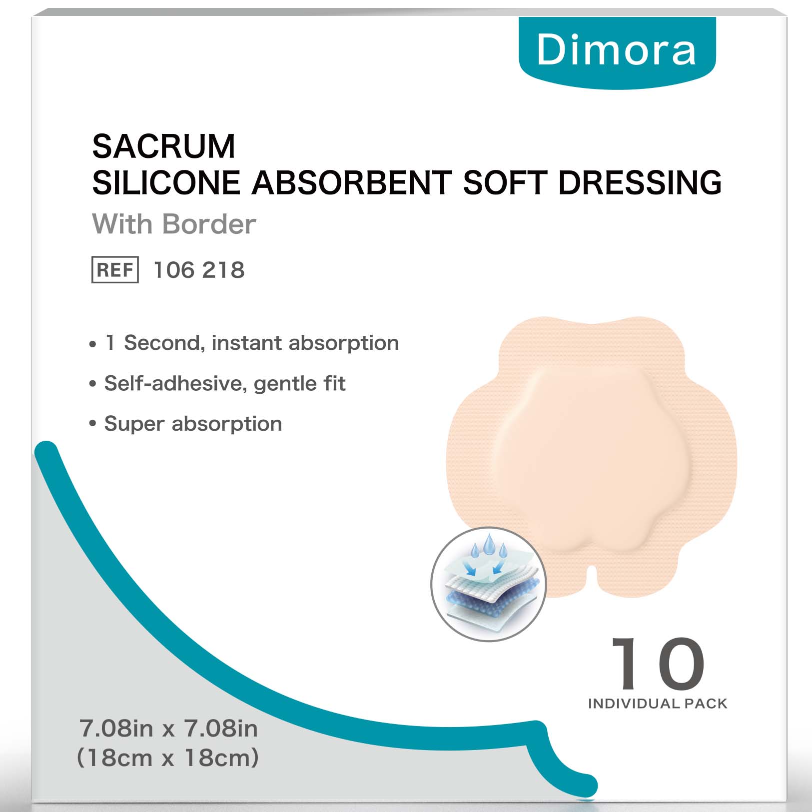 Dimora Sacrum Silicone Absorbent Wound Dressing with Border -7 Dimora Sacrum Silicone Absorbent Wound Dressing with Border -7