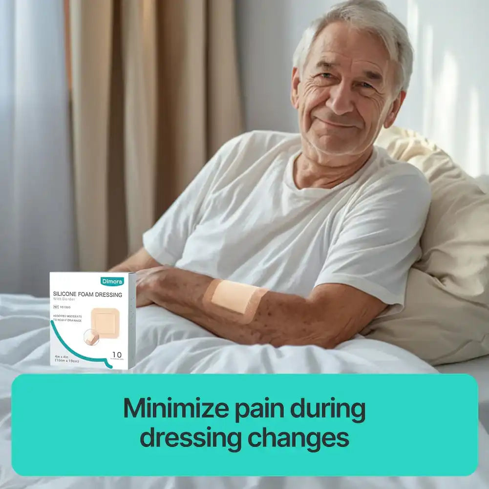 Dimora Silicone Foam Dressing with Border - Adhesive, Highly Absorbent Dimora Medical Dimora Silicone Foam Dressing with Border - Adhesive, Highly Absorbent Dimora Medical