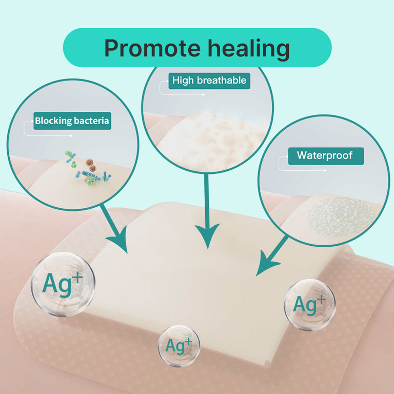 Dimora Silicone Foam Dressing Silver Ag Adhesive Absorbent Bandage Pads