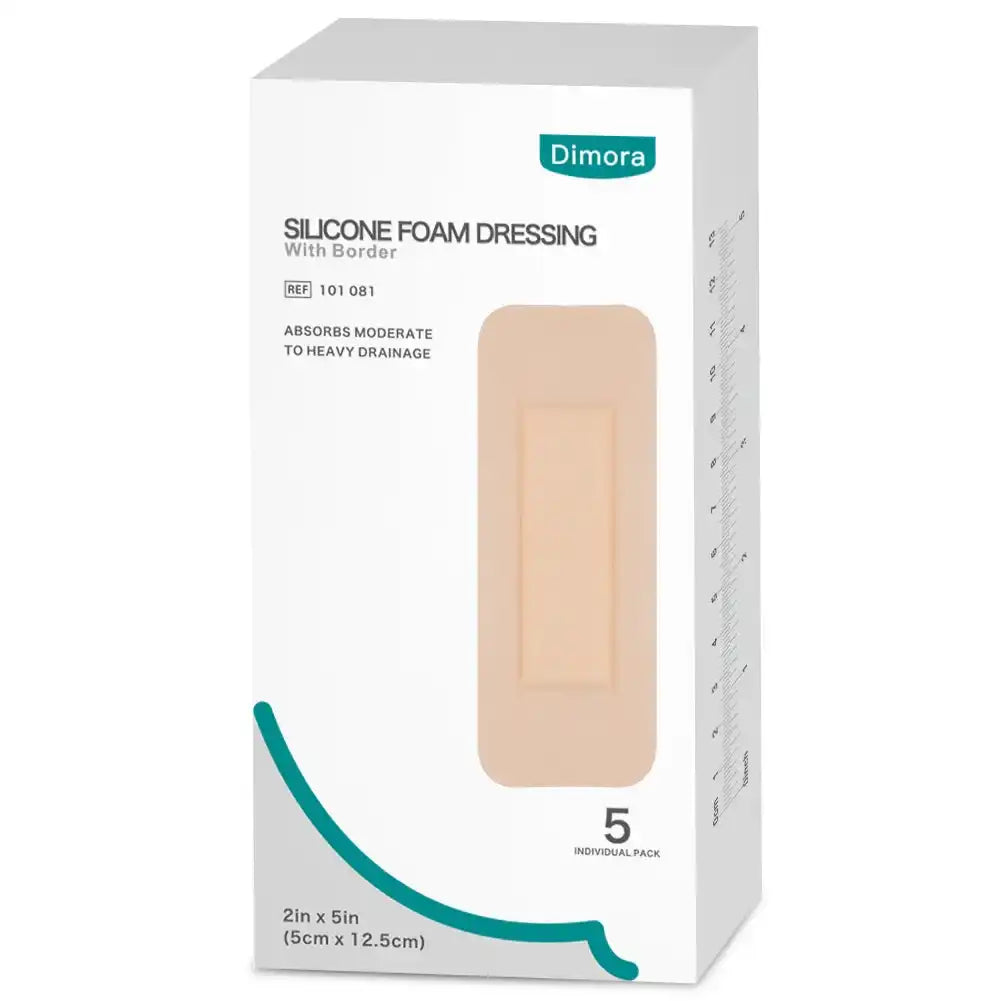 bordered foam dressing Dimora Silicone Foam Dressing with Border Adhesive Waterproof Wound Dressing Bandage 3"x3" 10 Pack for Wound Care