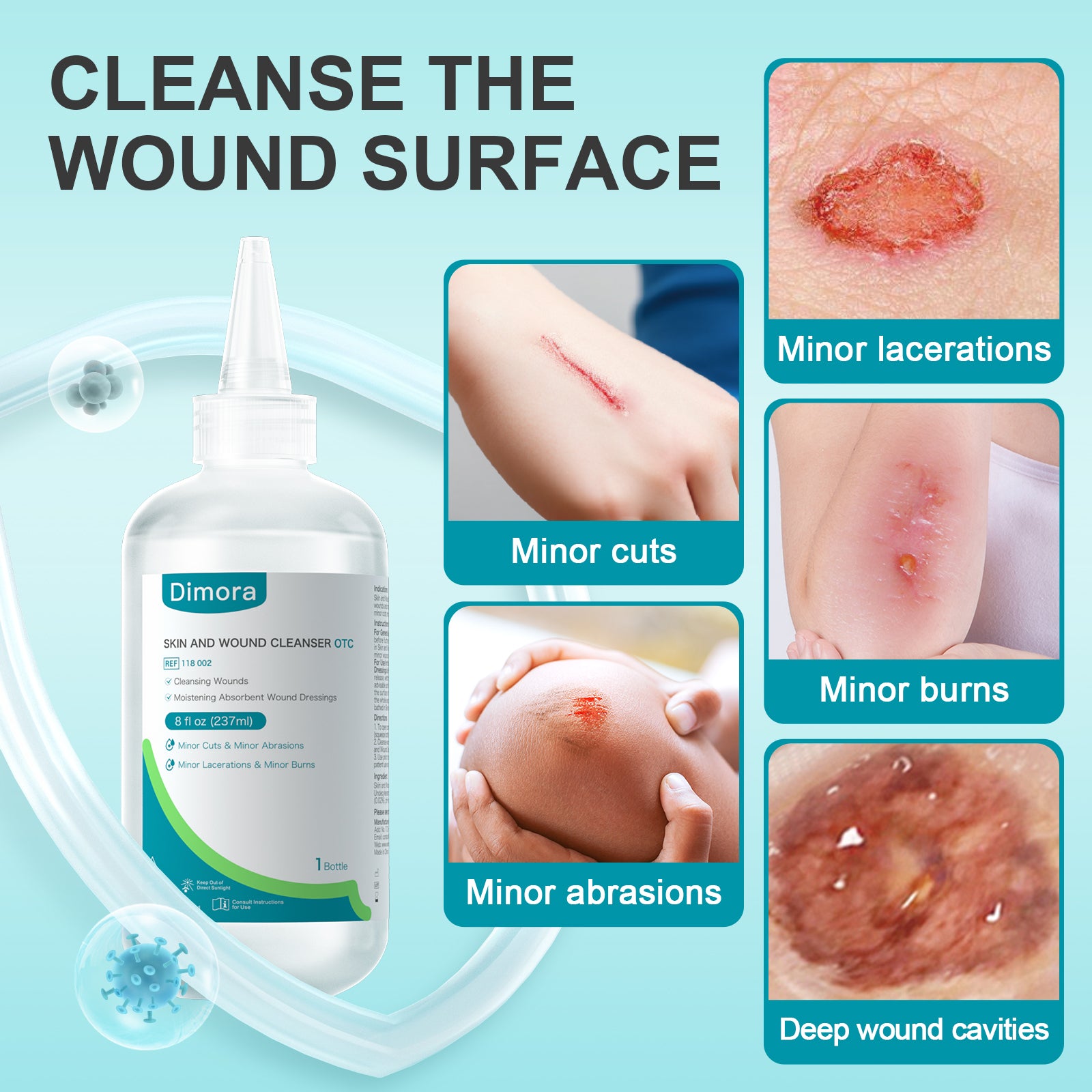 Dimora Skin and Wound Cleanser, OTC First Aid Antiseptic Cleanser