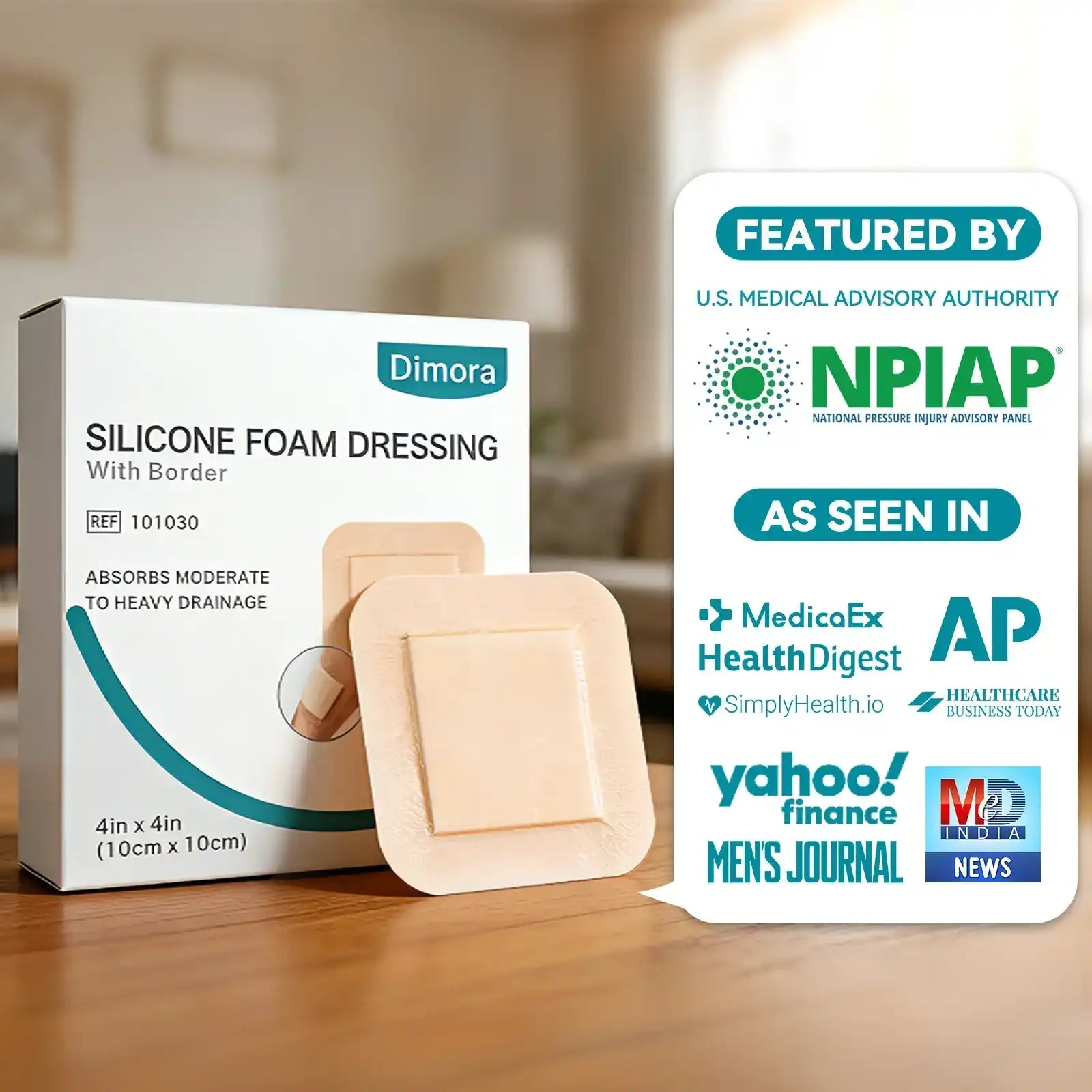 2x5 inch / 5 count Dimora Silicone Foam Dressing with Border - Adhesive, Highly Absorbent for Wound Care 2x5 inch / 5 count Dimora Silicone Foam Dressing with Border - Adhesive, Highly Absorbent for Wound Care