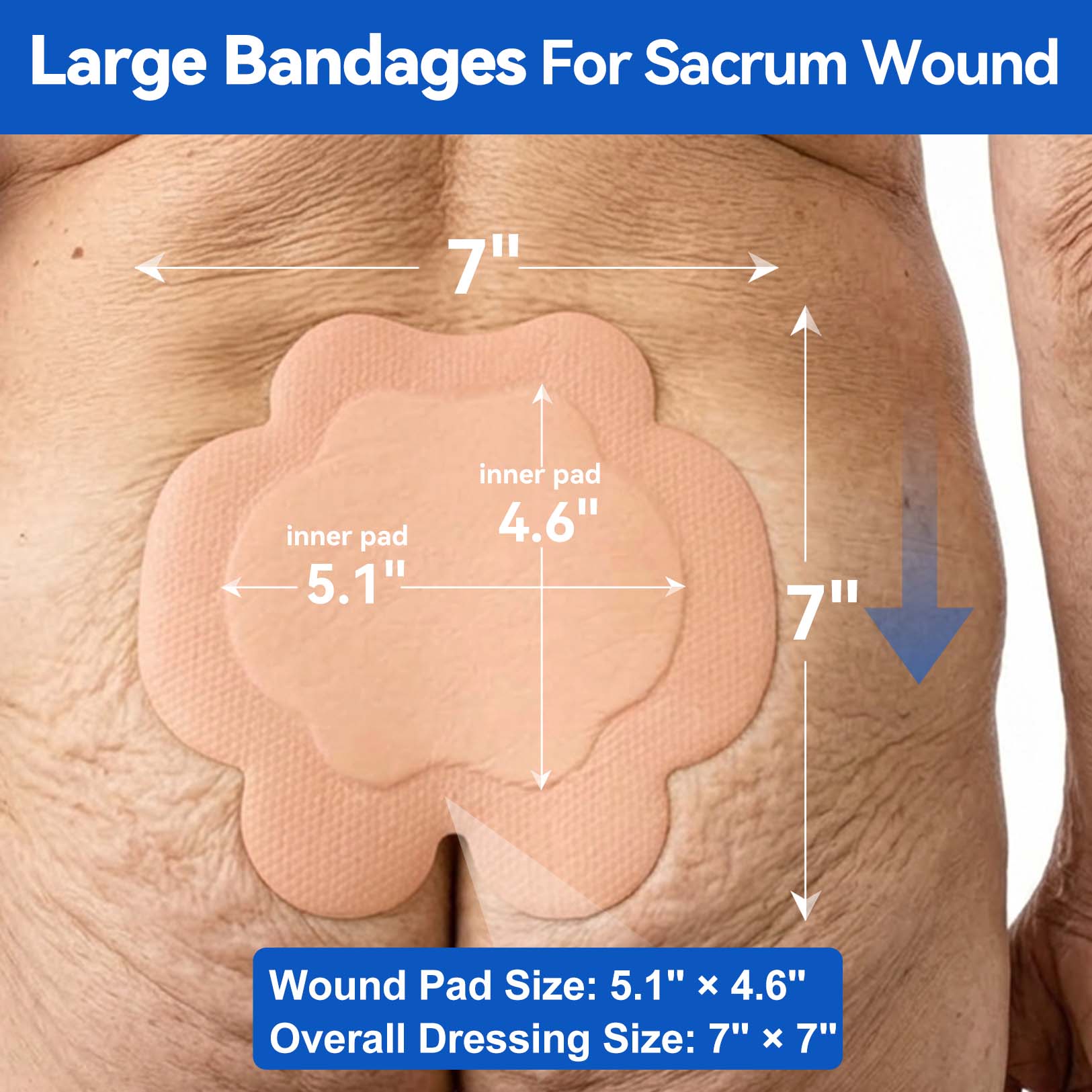 Dimora Sacrum Silicone Absorbent Wound Dressing with Border -7" x 7"
