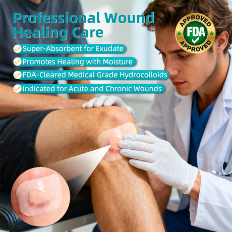 Dimora Medical Grade Hydrocolloid Roll (2in*16ft), Highly Absorbent Hydrocolloid Bandages for Wound Care, Burn, Blister, Acne Care, Waterproof & Cut to Size