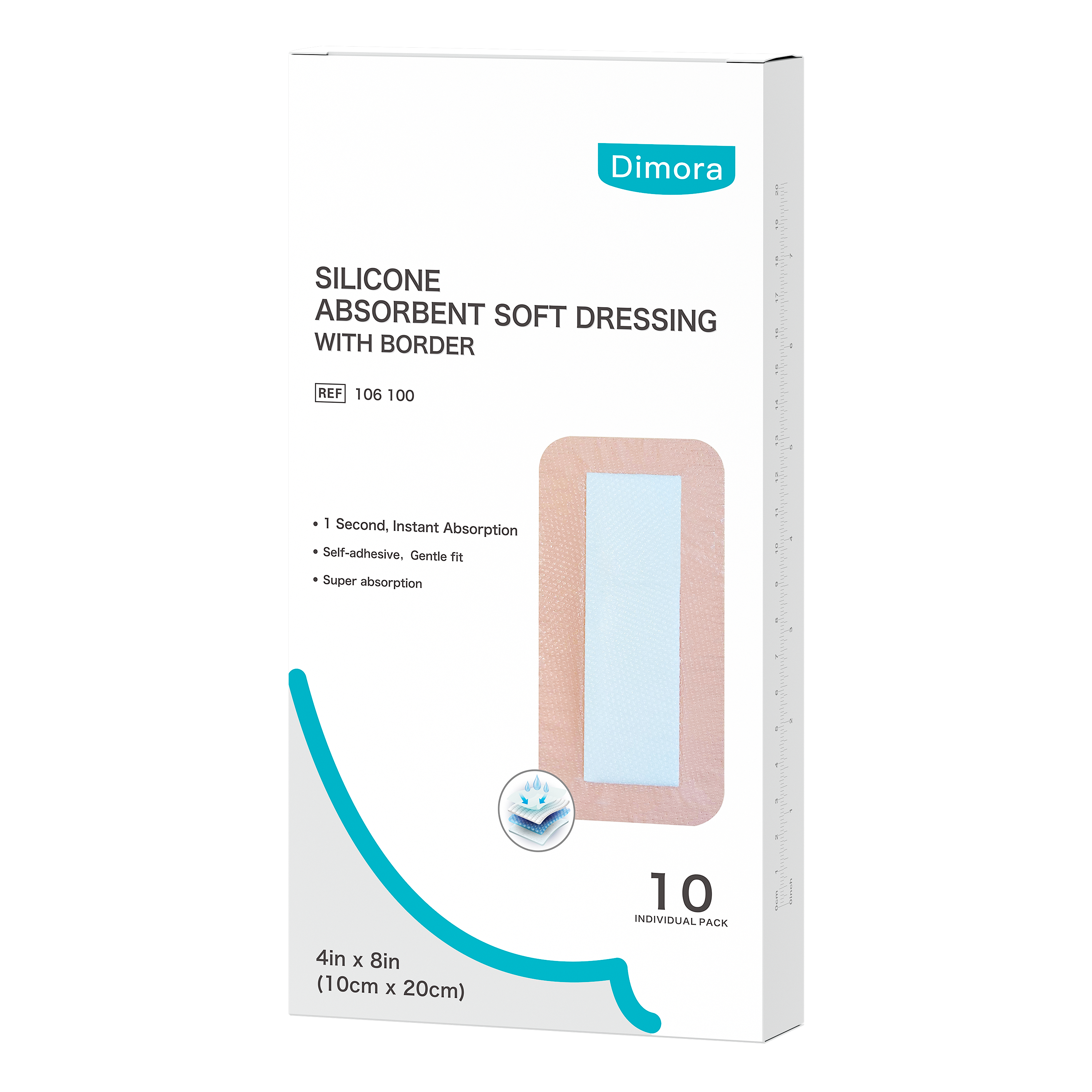 Dimora Super Absorbent Dressings, Self-Adhesive Bandages, 10 packs