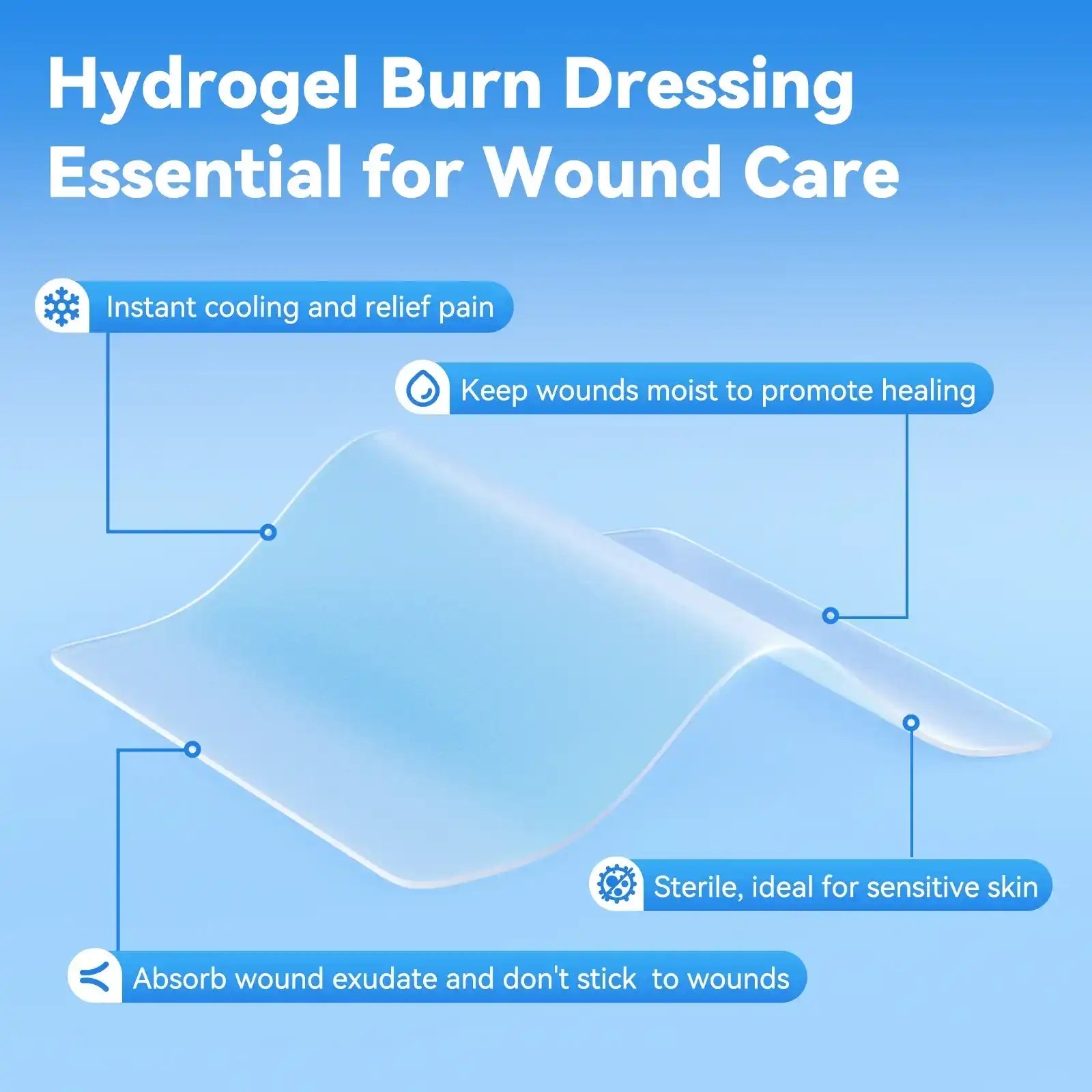 Dimora Hydrogel Burn Dressing 4" x 4" (10 pcs) - Cooling & Moisturizing Burn Relief for Faster Healing Dimora Hydrogel Burn Dressing 4" x 4" (10 pcs) - Cooling & Moisturizing Burn Relief for Faster Healing