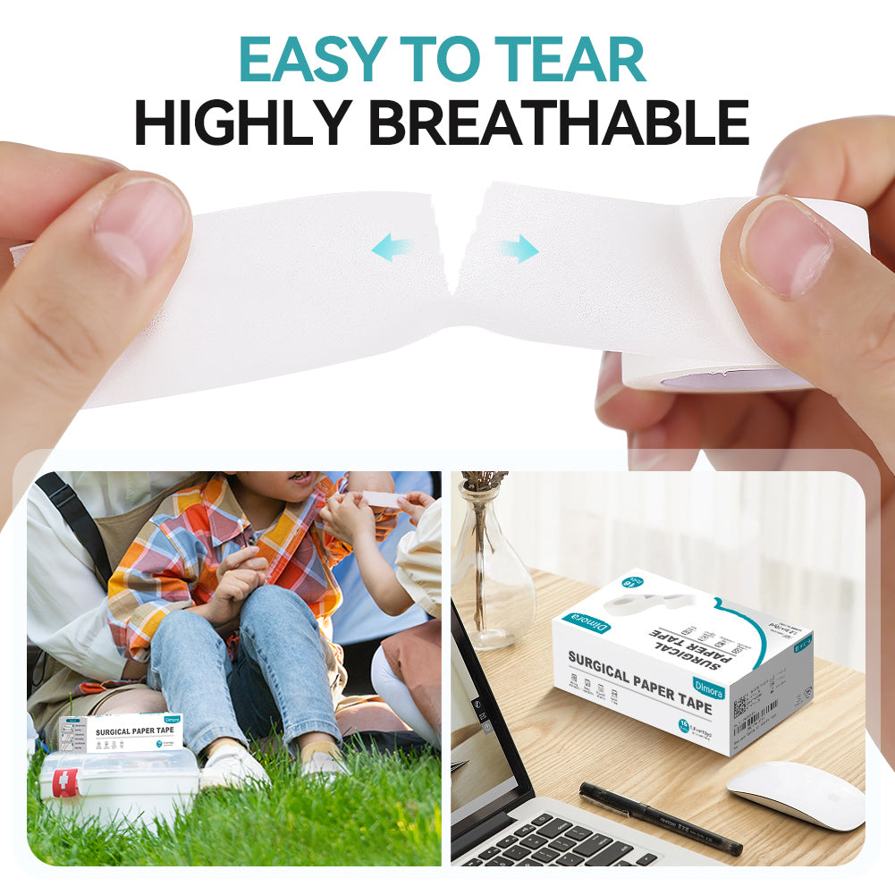 Dimora Paper Medical Tape 16 Rolls- Hypoallergenic White Surgical Tape