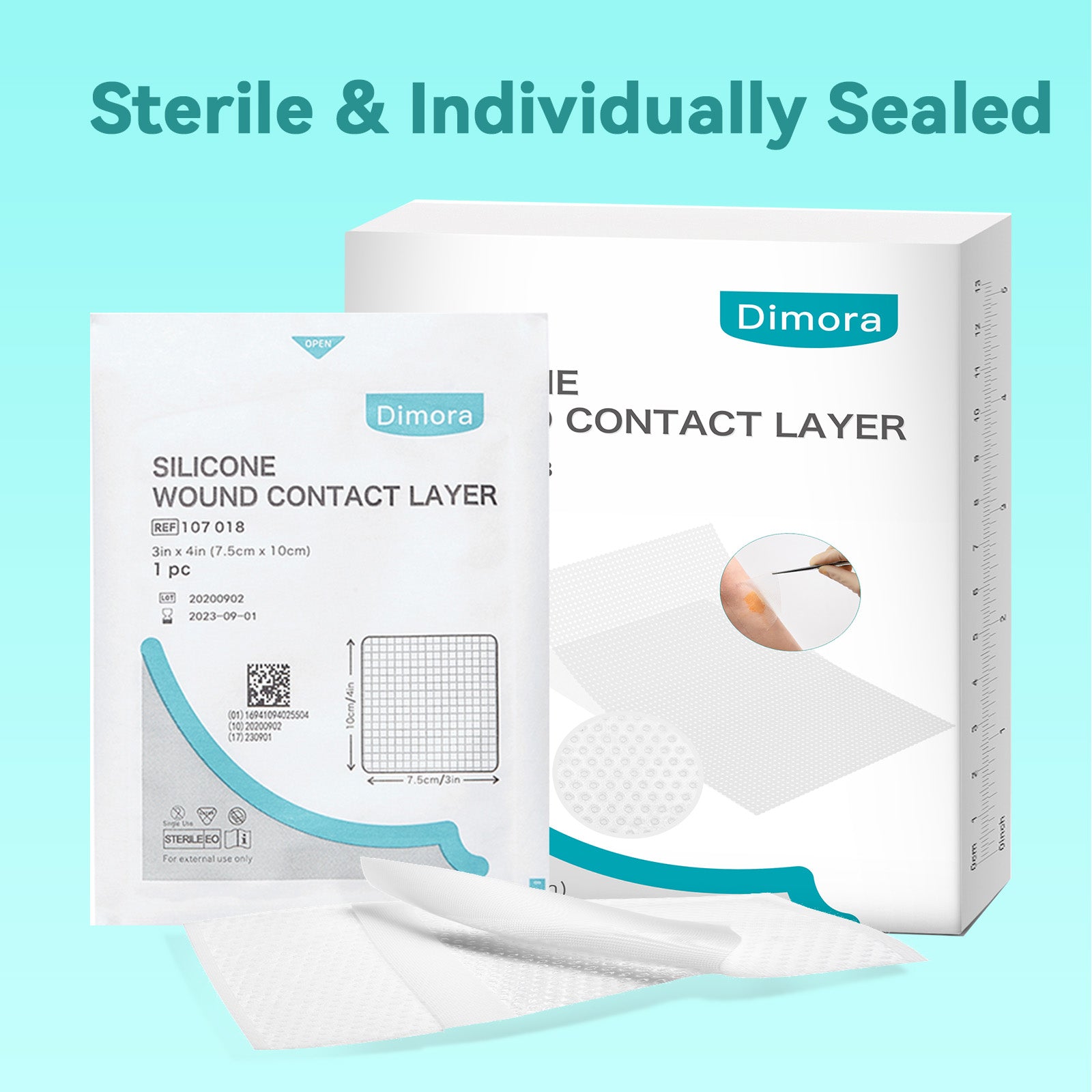 Dimora Silicone Wound Contact Layer, Non-adhering Dressing, Transparent Wound Dressing Pads