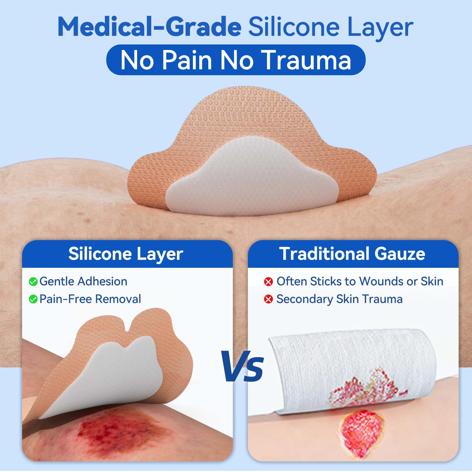 Dimora Sacrum Silicone Absorbent Wound Dressing with Border -7" x 7"