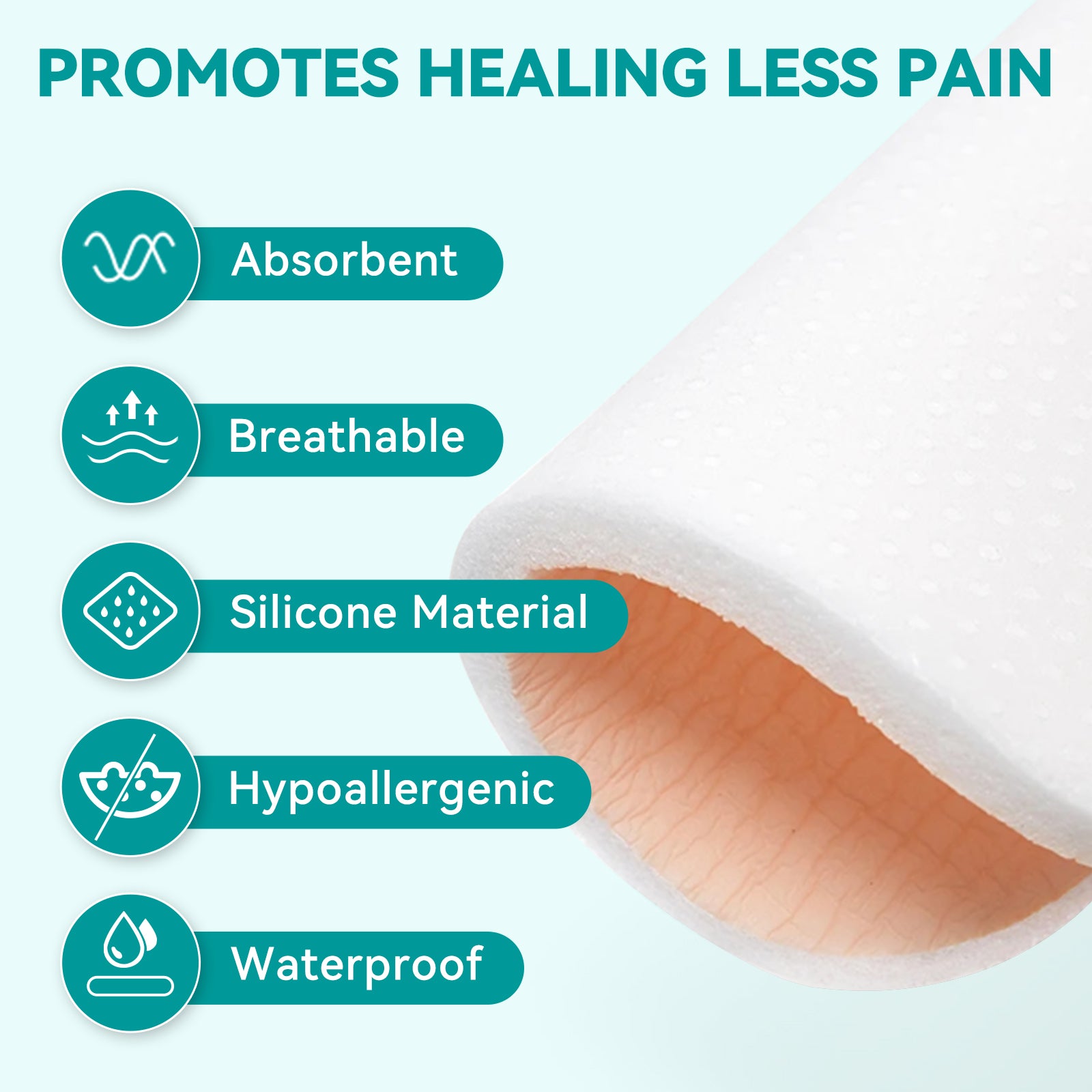 Dimora Silicone Foam Dressing Without Border - 6"x 6" Highly Absorbent Adhesive Bandages for Wounds Cuttable Pads for Wound Care 5 Pack