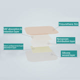 Dimora Silicone Foam Dressing Silver Ag 4"x 8" Adhesive Absorbent Bandage Pads 5 Packs