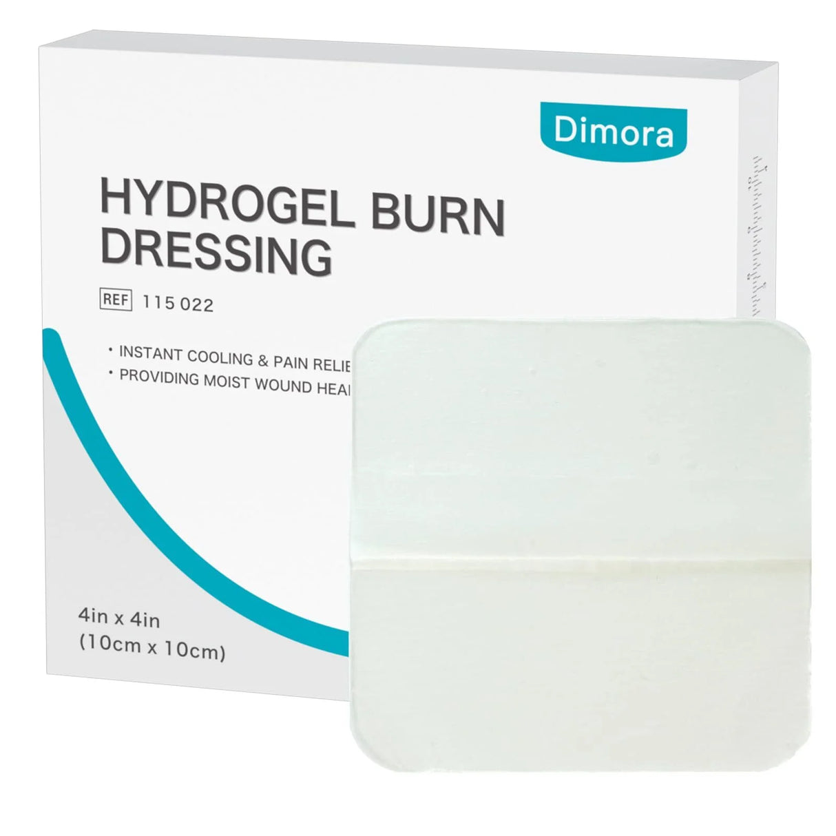 Dimora Hydrogel Burn Dressing 4" x 4" - Burn and Wound Dressing Instant Cooling Relief for Minor Burns & Wounds, Soothing Moist Burn Pads for 1st-2nd Degree Burns, Cuts, Abrasions, 10 Count