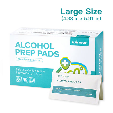 Sterile Alcohol Prep Pads Large Alcohol Rubbing Pad for Skin Alcohol Cleaning Pads for Injecttion Individual wrapped 4-Ply 200 Counts