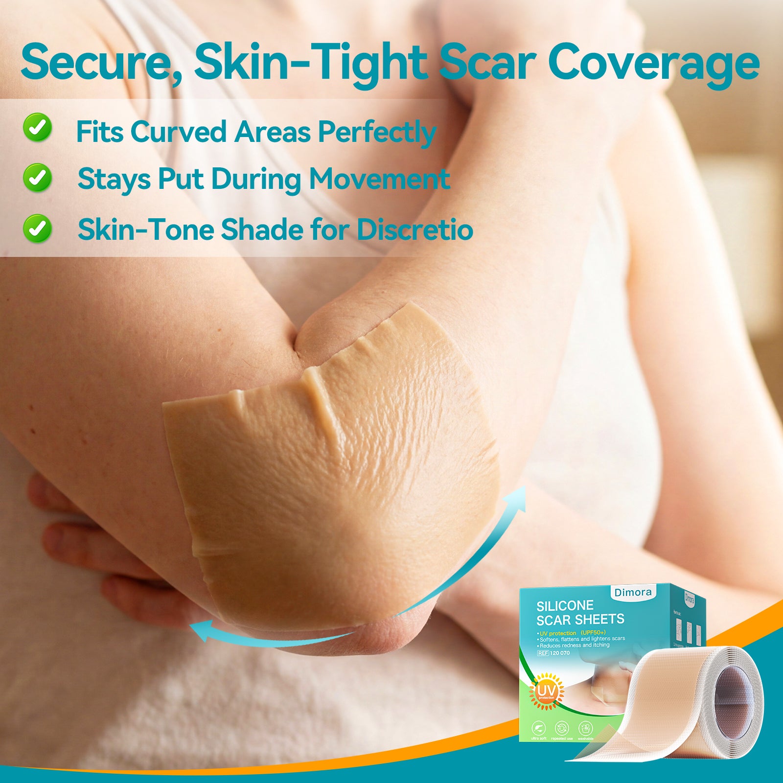 Dimora UPF50+ Silicone Scar Sheets with UV Protection for Surgical, C-Section & Keloid Scars,