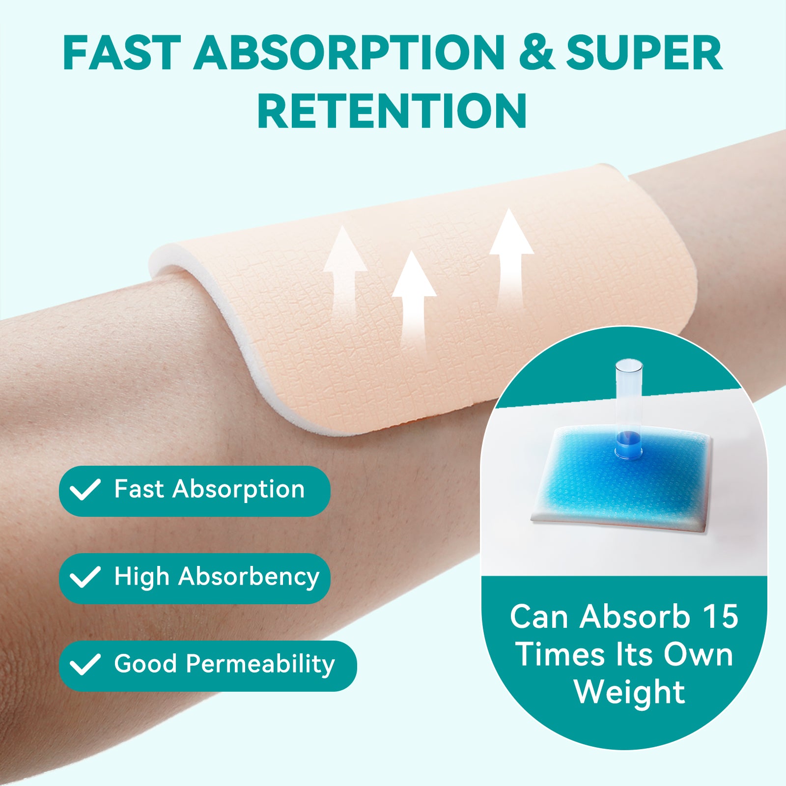 Dimora Silicone Foam Dressing Without Border - 6"x 6" Highly Absorbent Adhesive Bandages for Wounds Cuttable Pads for Wound Care 5 Pack