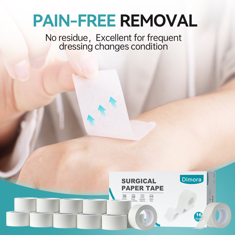 Dimora Paper Medical Tape 16 Rolls- Hypoallergenic White Surgical Tape