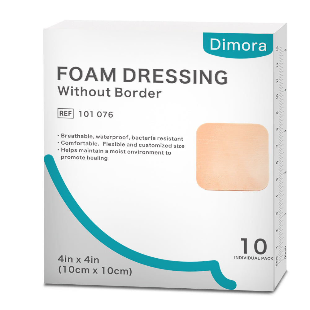 Dimora Silicone Foam Dressing Without Border - 6"x 6" Highly Absorbent Adhesive Bandages for Wounds Cuttable Pads for Wound Care 5 Pack