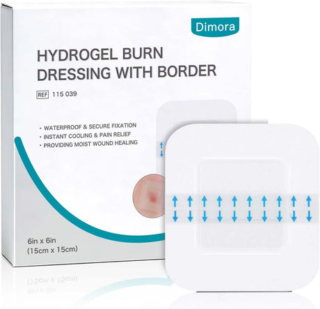 Dimora Hydrogel Burn Dressing 4" x 4" (10 pcs) - Cooling & Moisturizing Burn Relief for Faster Healing