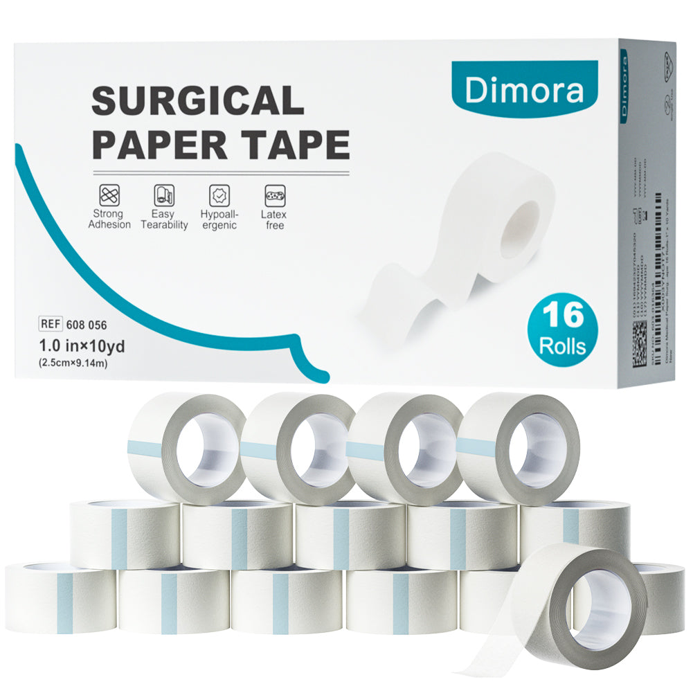 Dimora Paper Medical Tape 16 Rolls- Hypoallergenic White Surgical Tape