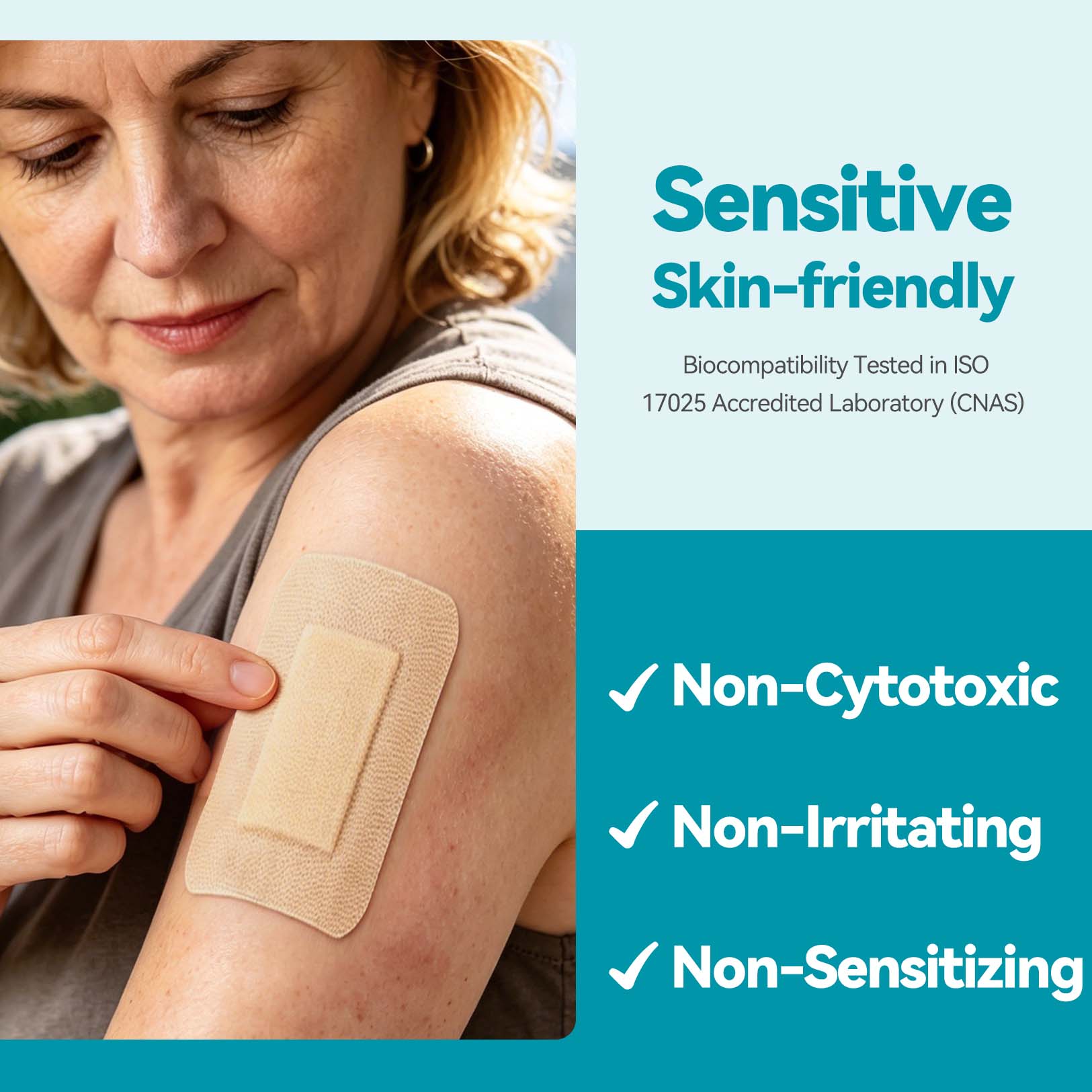 Dimora Silicone Non-Woven Adhesive Bandage with Absorbent Pad, 3" x 4" Large Sterile Dressing, Hypoallergenic Latex-Free Breathable Bandages for Sensitive Skin & Adhesive Allergy, 15 Pack 