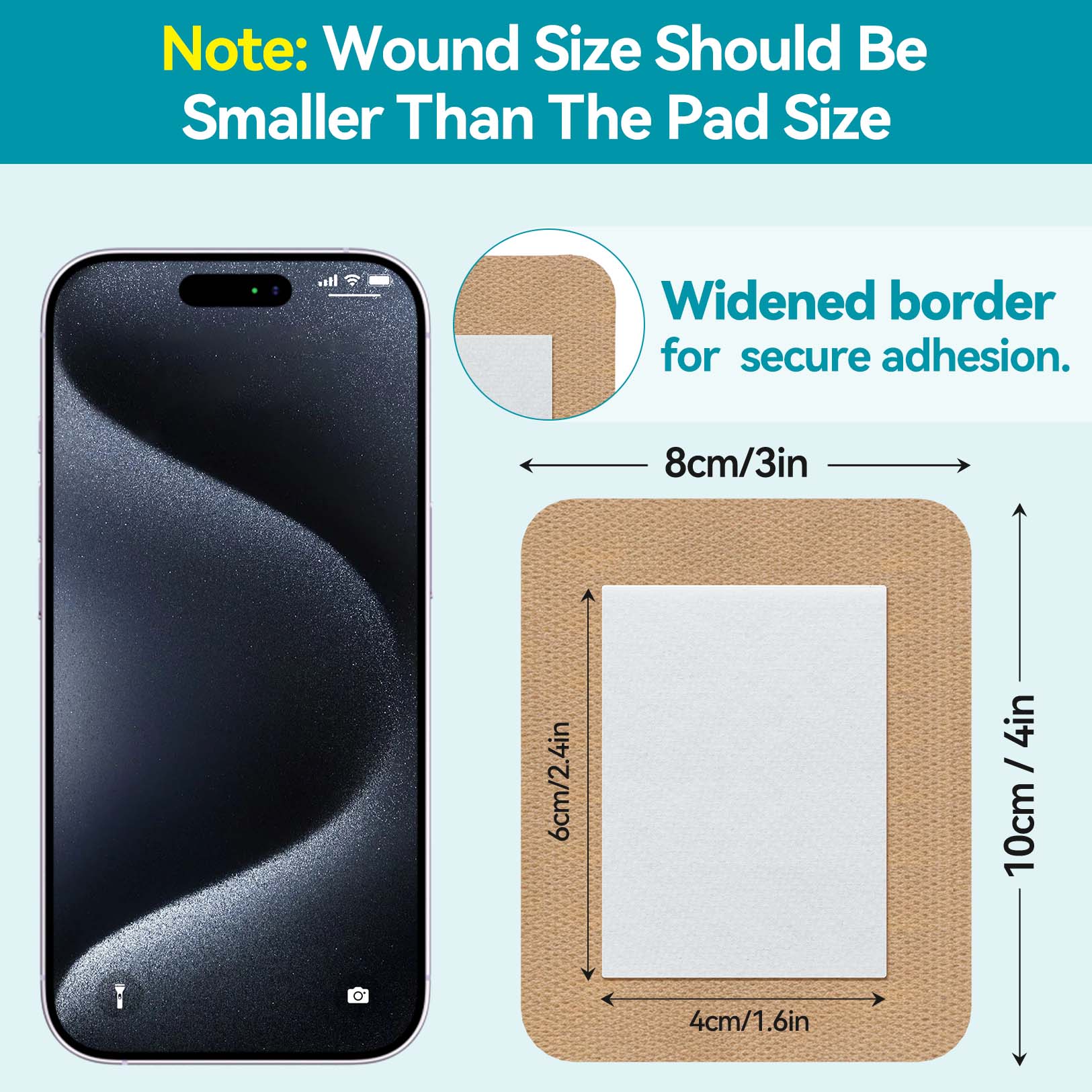 Dimora Silicone Non-Woven Adhesive Bandage with Absorbent Pad, 3" x 4" Large Sterile Dressing, Hypoallergenic Latex-Free Breathable Bandages for Sensitive Skin & Adhesive Allergy, 15 Pack 
