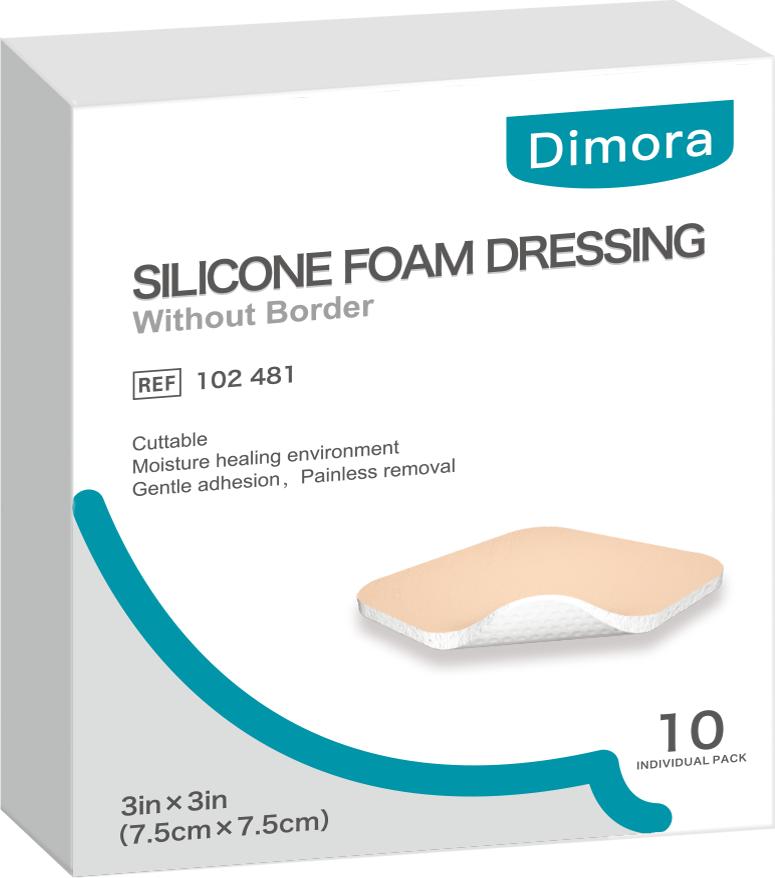 Dimora Silicone Foam Dressing Without Border - 6"x 6" Highly Absorbent Adhesive Bandages for Wounds Cuttable Pads for Wound Care 5 Pack