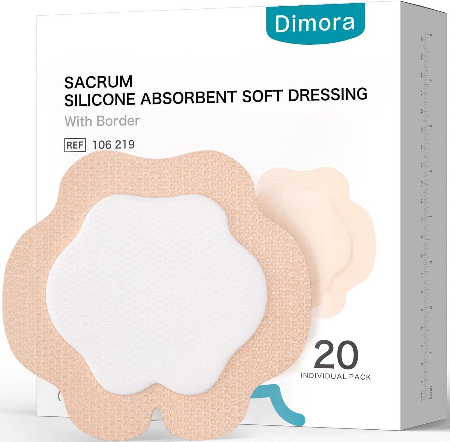 Dimora Sacrum Silicone Absorbent Wound Dressing with Border -7" x 7"