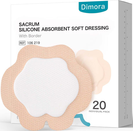 Dimora Sacrum Silicone Absorbent Wound Dressing with Border -7" x 7"