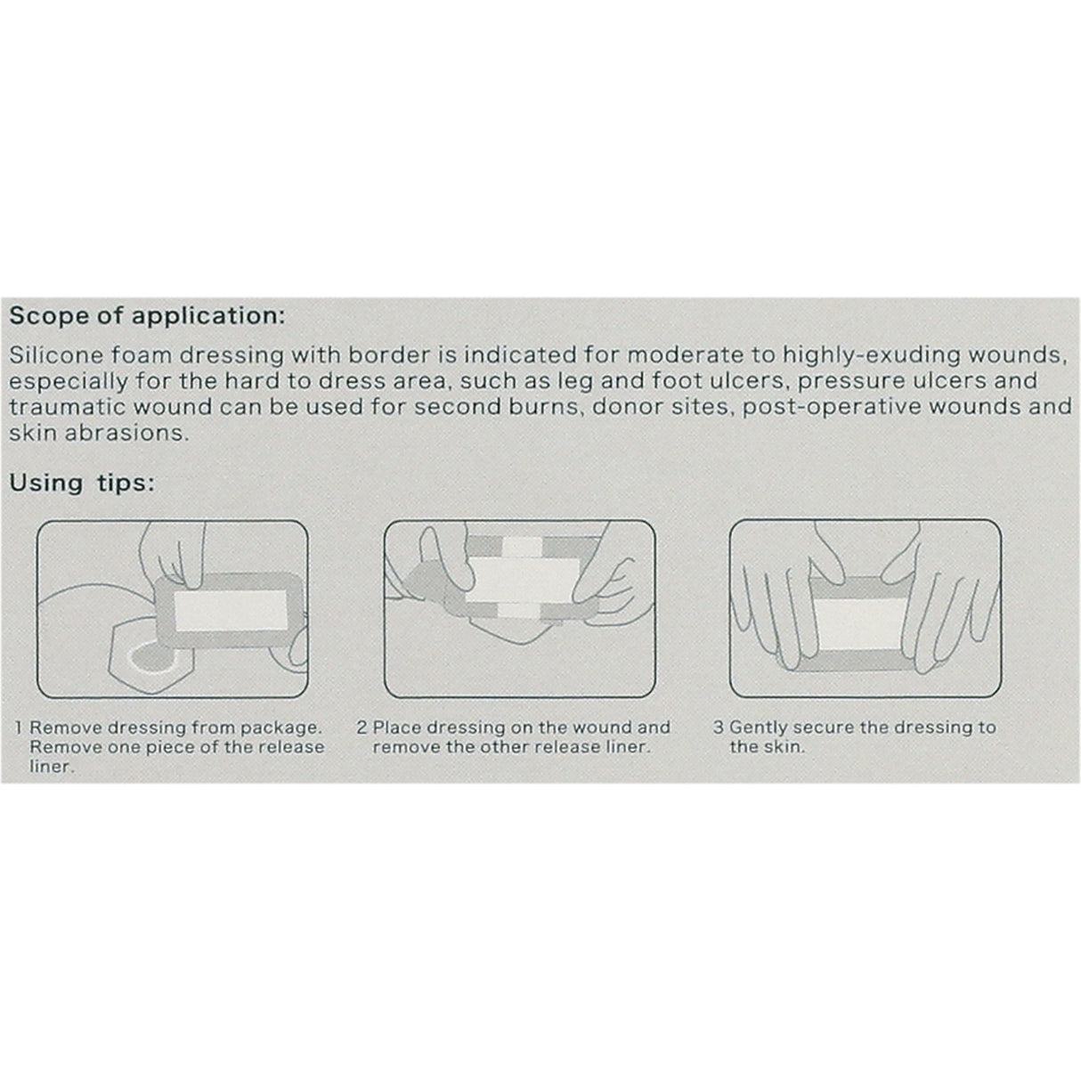 Dimora Silicone Foam Dressing with Border Adhesive Waterproof Wound Dressing 2"x5" Pack of 5 for Wound Care