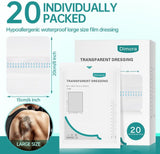 Dimora Transparent Film Wound Dressing 6x8 inch 20 Packs with Hypoallergenic Adhesive
